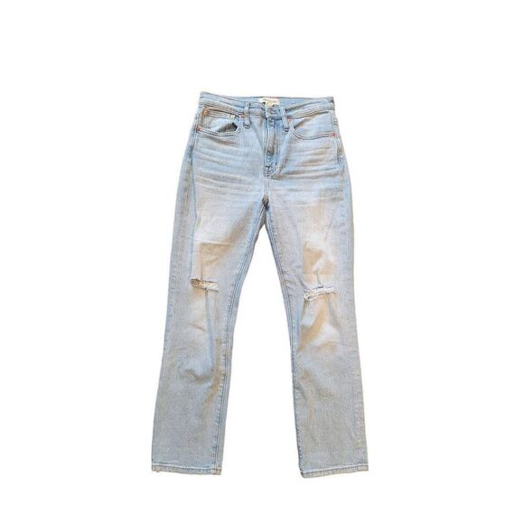 Madewell High Rise Slim Crop Boyjean Dumas Wash Ripped Edition Women's 25 - Picture 1 of 4
